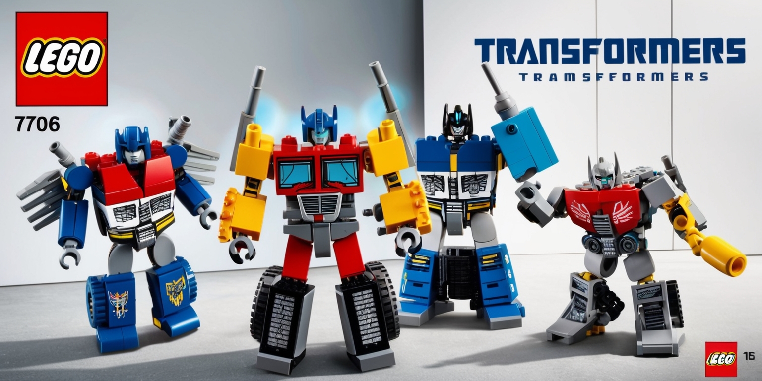 A colorful and detailed image of a Transformers Lego set, featuring iconic Autobot and Decepticon characters, such as Optimus Prime and Megatron, made up of small Lego bricks and plates, with a mix of bright and muted colors, including red, blue, yellow, and gray, against a clean and minimalist background, with the Lego logo and Transformers branding prominently displayed in a bold, sans-serif font, and the Lego pieces and characters arranged in a dynamic and action-packed layout, with dramatic lighting and subtle shading to enhance the overall visual appeal.